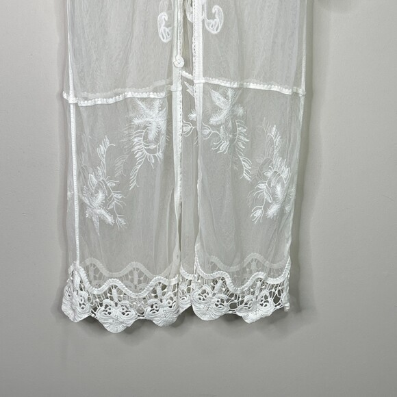 Cupshe Boho Lace Embroidery Crochet Kimono Duster Tie Front Coverup One Size - Picture 5 of 10
